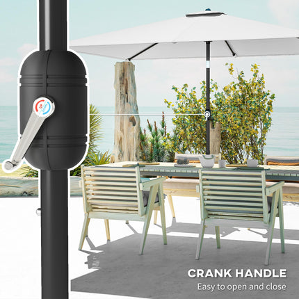Garden Parasol, Parasol Umbrella with Crank Handle, Tilt Function, Polyester Canopy, Cream White
