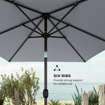 Garden Parasol, Parasol Umbrella with Crank Handle, Tilt Function, Polyester Canopy, Light Grey