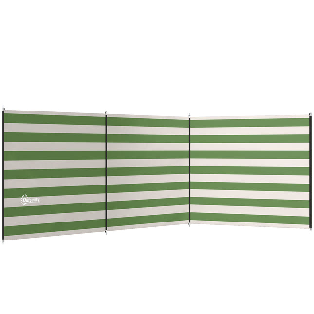 4 Pole Camping Windbreaks, Beach Wind Shield Shelter with Carry Bag and Steel Poles, 540cm x 150cm, Army Green