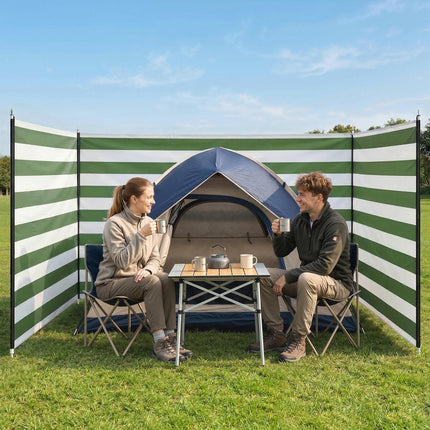 4 Pole Camping Windbreaks, Beach Wind Shield Shelter with Carry Bag and Steel Poles, 540cm x 150cm, Army Green