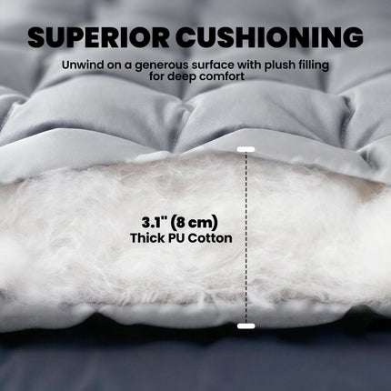 Sleeping Mat, Foldable Camping Mattress Pad with Elastic Straps, Light Grey