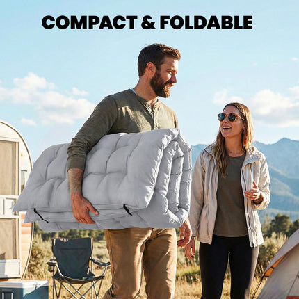 Sleeping Mat, Foldable Camping Mattress Pad with Elastic Straps, Light Grey