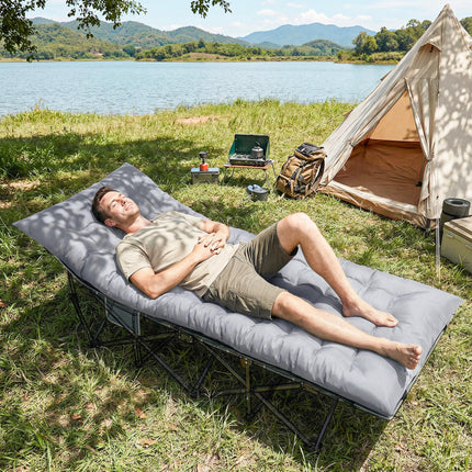 Sleeping Mat, Foldable Camping Mattress Pad with Elastic Straps, Light Grey