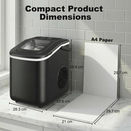 Countertop Ice Maker Machine 9 Cubes in 7 Mins Portable Ice Machine Ice Scoop and Basket 2 Sizes Black