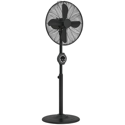 41 cm Metal Pedestal Fan with Oscillating, Adjustable Height Black