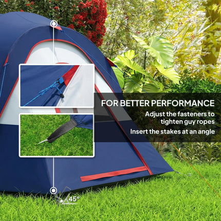 5-6 Man Camping Tent, Tunnel Tent, Water Resistant Hiking Shelter with Groundsheet and Carry Bag, Navy Blue