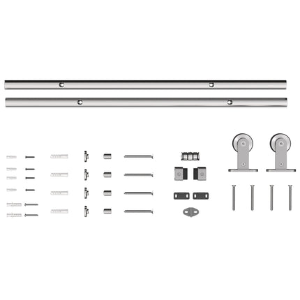Sliding Door Hardware Kit Heavy Duty 304 Stainless Steel 152 cm Wide Door Silver Tone