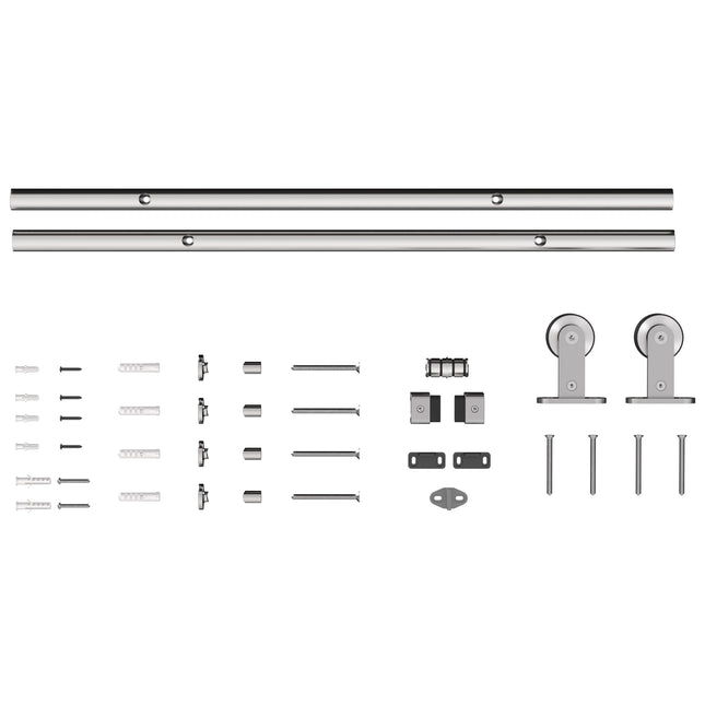 Sliding Door Hardware Kit Heavy Duty 304 Stainless Steel 152 cm Wide Door Silver Tone