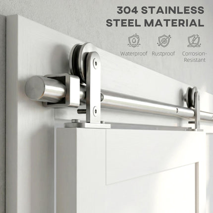 Sliding Door Hardware Kit Heavy Duty 304 Stainless Steel 152 cm Wide Door Silver Tone