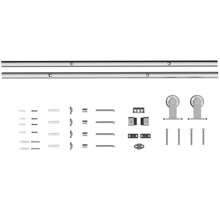 Sliding Door Hardware Kit Smooth Quiet 304 Stainless Steel for 180cm Track Sliver Tone