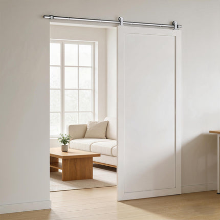 Sliding Door Hardware Kit Smooth Quiet 304 Stainless Steel for 180cm Track Sliver Tone