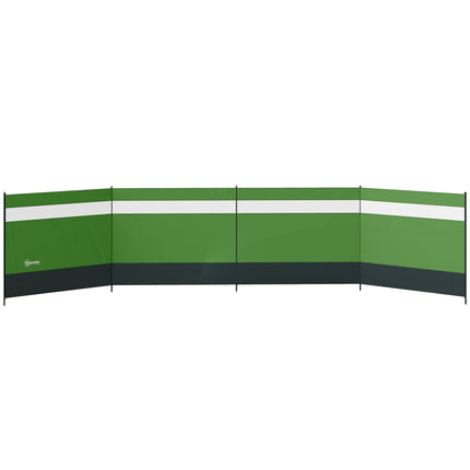 Camping Windbreaker with Clear Windows, Carry Bag and Steel Poles, for Beach Caravan Campervan, 725 x 140cm, Army Green
