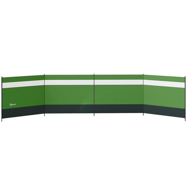 Camping Windbreaker with Clear Windows, Carry Bag and Steel Poles, for Beach Caravan Campervan, 725 x 140cm, Army Green