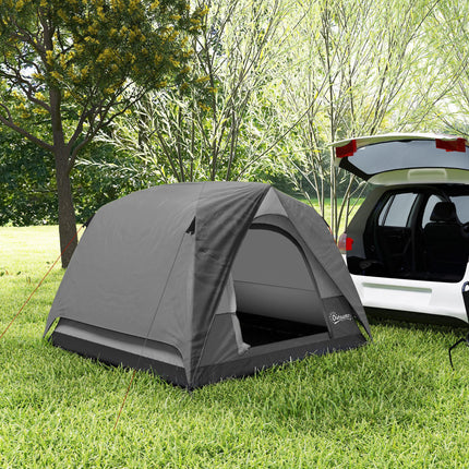 3-4 Person Camping Tent, Easy Set Up 3-4 Man Tent w/ Sewn-in Groundsheet, Waterproof Dome Tent w/ Mesh Windows, Grey