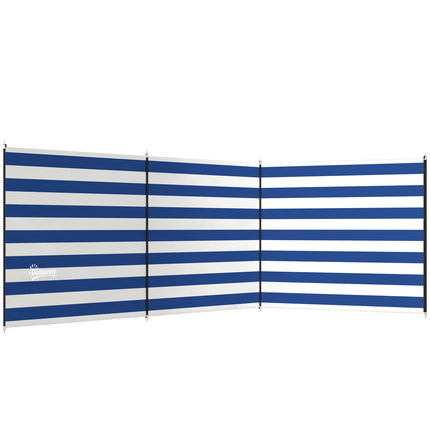 4 Pole Camping Windbreaks, Beach Wind Shield Shelter with Carry Bag and Steel Poles, 540cm x 150cm, Dark Blue