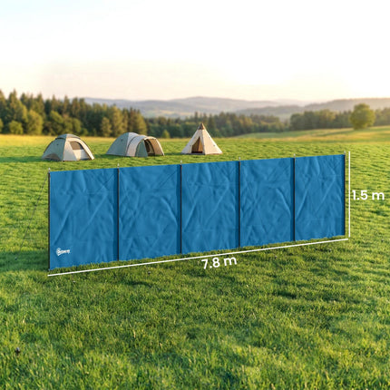 Camping Windbreak, Foldable Portable Wind Blocker w/ Carry Bag and Steel Poles, 780cm x 150cm