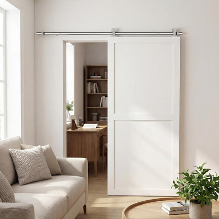 Sliding Door Hardware Kit Smooth Quiet 304 Stainless Steel for 200cm Track Sliver Tone