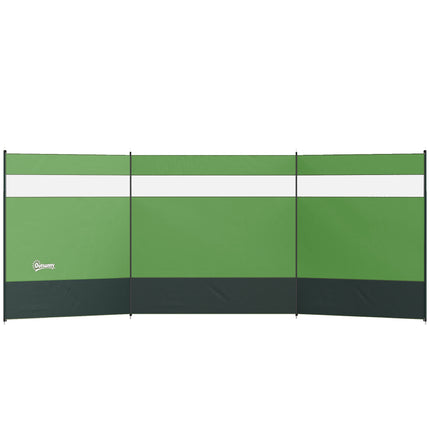 Camping Windbreaker with Clear Windows, Carry Bag and Steel Poles, for Beach Caravan Campervan, 440 x 140cm, Army Green
