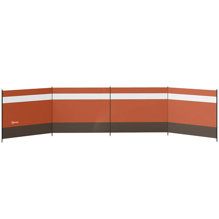Camping Windbreaker with Clear Windows, Carry Bag and Steel Poles, for Beach Caravan Campervan, 725 x 140cm, Orange