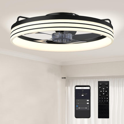 Ceiling Fans with Lights and Remote & App Control, 50cm LED Ceiling Fan Light with 3 Colour Temperatures, 6 Speed, Black
