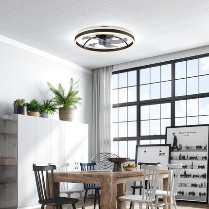 Ceiling Fan with Light and Remote, LED Mount Ceiling Fan with 3 Colour Temperatures, 6 Speed, 50 cm, Black