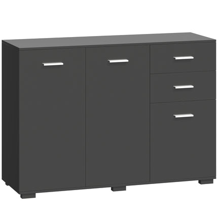 Sideboard, Modern Storage Cabinet with 2 Drawers, 3 Doors and Adjustable Shelves, Black