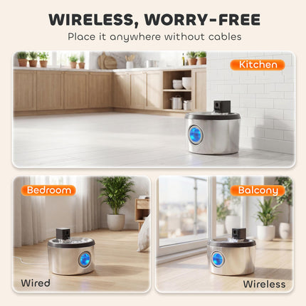 Wireless Cat Water Fountain for Drinking Stainless Steel, 4L/135oz Battery Operated Cat Fountain Cordless, 6 Filters