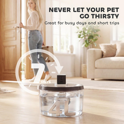 Wireless Cat Water Fountain for Drinking Stainless Steel, 4L/135oz Battery Operated Cat Fountain Cordless, 6 Filters