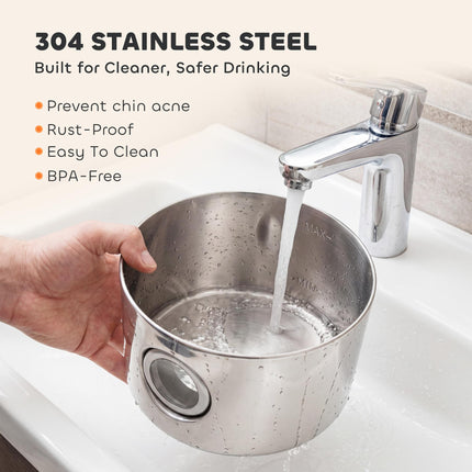 Wireless Cat Water Fountain for Drinking Stainless Steel, 4L/135oz Battery Operated Cat Fountain Cordless, 6 Filters