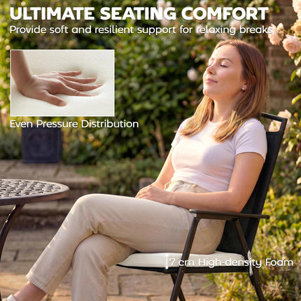 Set of 6 Outdoor Seat Cushions with Machine Washable Cover, Water Repellent Seat Cushions Cream White