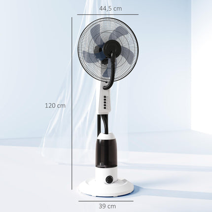 Spray Misting Fan, Floor Fan with Water Mist Spray, 70° Oscillation, Tilt Head, 3 Speeds, 2.8L Water Tank, White
