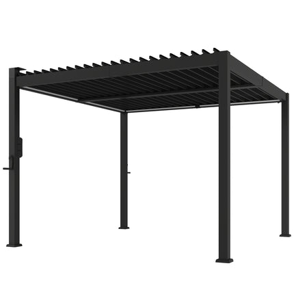3 x 3 m Louvered Pergola with Solar LED lights, Metal Roof, Patio Gazebo Pergola