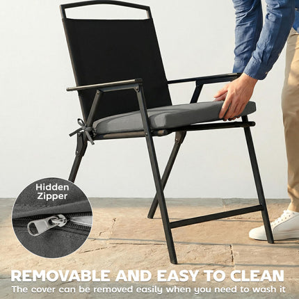 Set of 6 Outdoor Seat Cushions with Machine Washable Cover, Water Repellent Seat Cushions Dark Grey