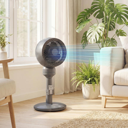 Air Circulator Fan Pedestal Cooling Fan with 3 Speed 3 Mode and Remote Control, 9 Inch, Grey