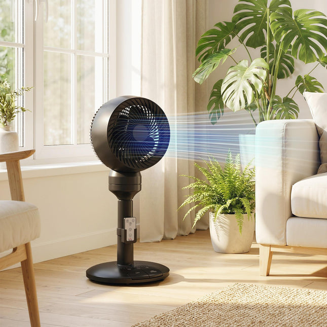 Air Circulator Fan Pedestal Cooling Fan with 3 Speed 3 Mode and Remote Control, 9 Inch, Black