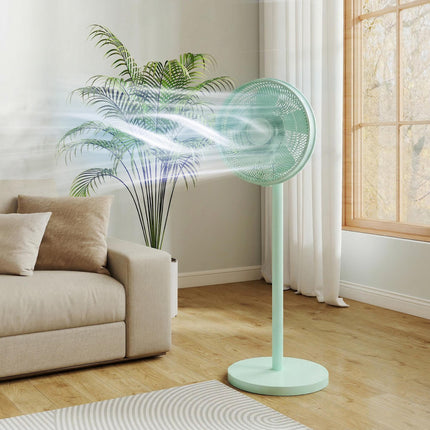 40 cm Standing Fan, Cooling Floor Fan with 80° Oscillating, Adjustable Tilt and Height, 4 Speed, Remote Control, Green