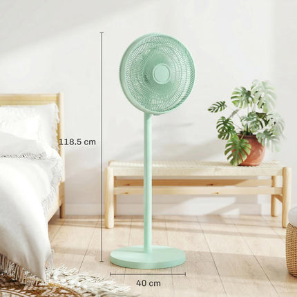 40 cm Standing Fan, Cooling Floor Fan with 80° Oscillating, Adjustable Tilt and Height, 4 Speed, Remote Control, Green