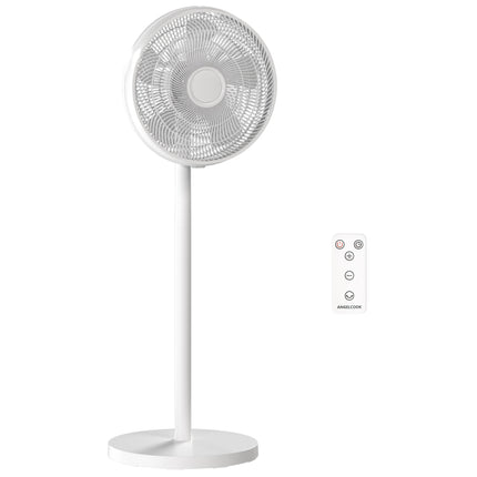 40 cm Standing Fan, Cooling Floor Fan with 80° Oscillating, Adjustable Tilt and Height, 4 Speed, Remote Control, White