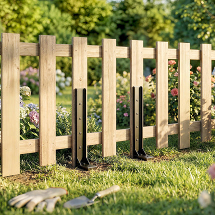 2 Pack Fence Post Repair Kit, 81 cm Metal Fence Post Support with Drill, Garden