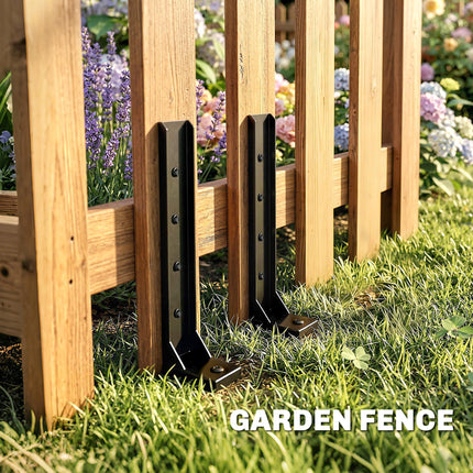2 Pack Fence Post Repair Kit, 81 cm Metal Fence Post Support with Drill, Garden