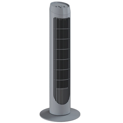 Tower Fan for Bedroom Cooling, 75cm Electric 70° Oscillating with 3 Speed Settings, Standing Floor Fan, Grey
