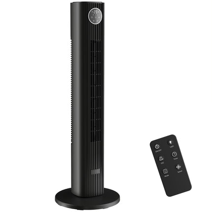28dB Tower Fan for Bedroom, 36 inch, 8 m/s Velocity Standing Cooling Fan with 80° Oscillating, BLDC Motor, 12 Speeds, LED Display, 4 Modes, 12H Timer, Remote Control, Black