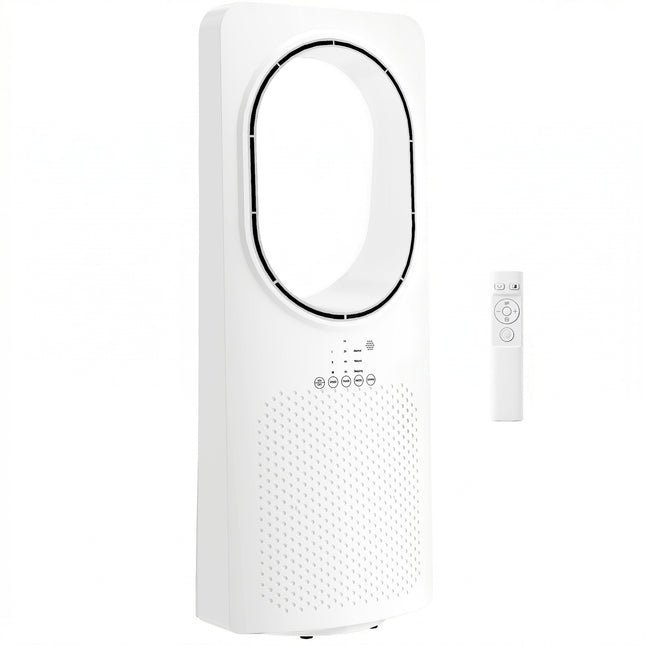 Bladeless Tower Fan for Bedroom, 36dB Standing Cooling Fan with Oscillating, 3 Speeds, 3 Modes, 15H Timer, White