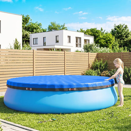 Round Pool Cover, 10 ft Waterproof Swimming Pool Cover with Secure Rope, Tightener for Above Ground Pools, Blue
