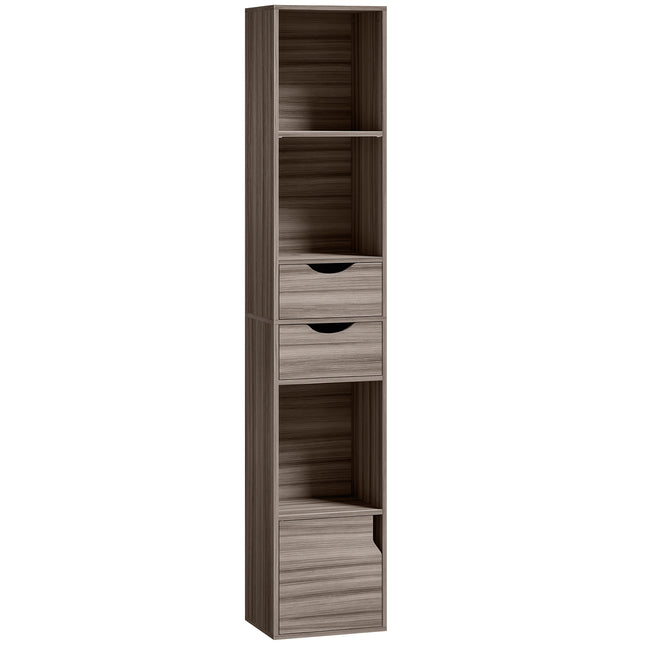 Bookcase with Drawers Adjustable Shelf Bookshelf with 2 Drawers and Cabinet 158 cm Grey