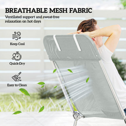 Steel Frame Sun Lounger, with Reclining Back - Light Grey