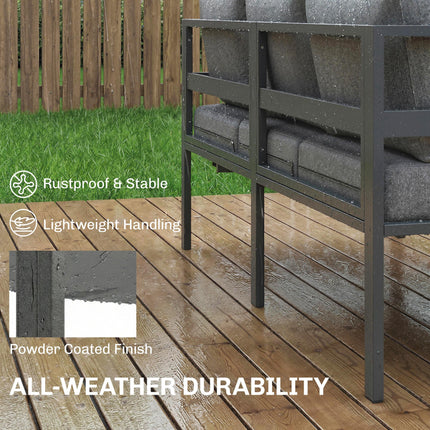 3 Pieces Garden Furniture Set, Aluminium Corner Lounge Set with Adjustable Backrest and Coffee Table