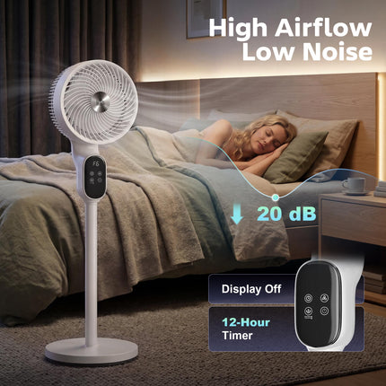 20 dB Silent Standing Fan for Bedroom, 39in Pedestal Fan with Remote, Oscillatin