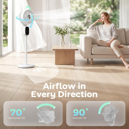 20 dB Silent Standing Fan for Bedroom, 39in Pedestal Fan with Remote, Oscillatin