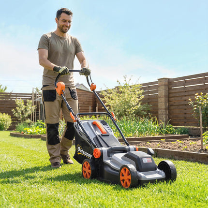 18V Cordless Lawnmower with 2 x 4Ah Batteries, Battery Lawn Mower with 34cm Cutt